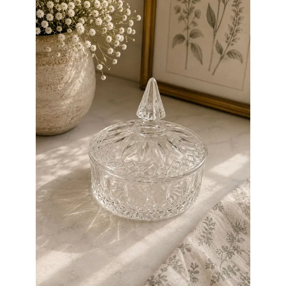 Vintage Clear Pressed Glass Covered Dish`